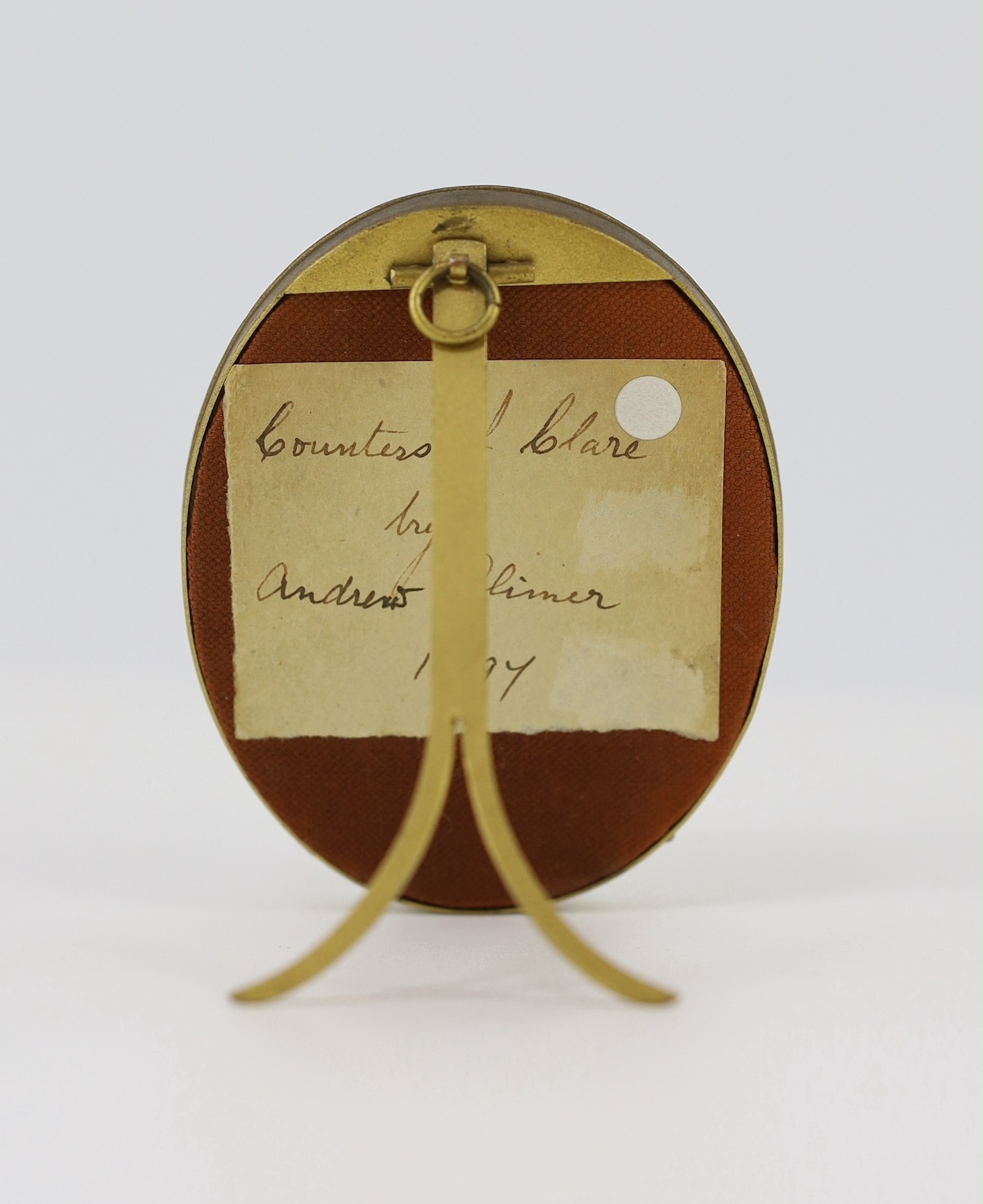 Attributed to Andrew Plimer (1763-1837), Miniature portrait of the Countess of Clare, watercolour on ivory, 8.5 x 6.75cm
